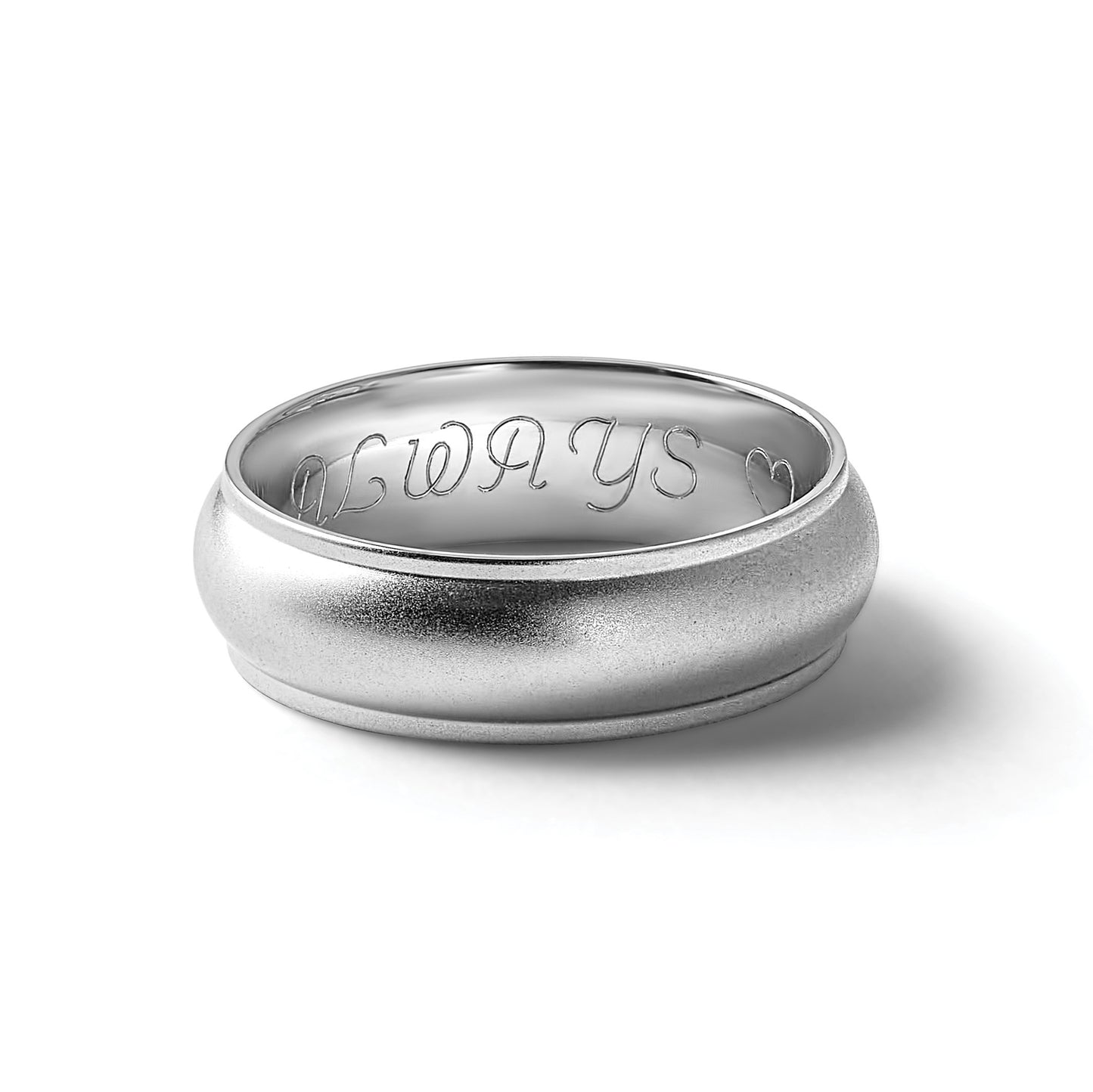14k White Gold 6mm Half Round with Edge Wedding Band Size 10