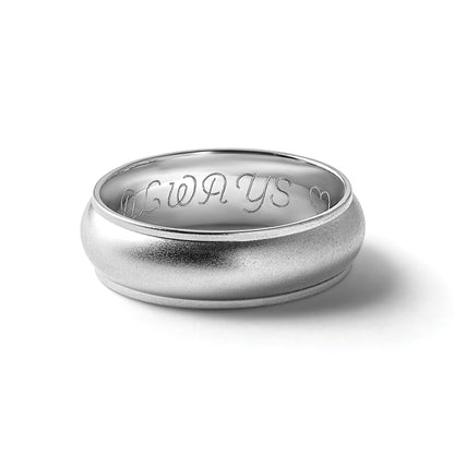 14k White Gold 6mm Half Round with Edge Wedding Band Size 10