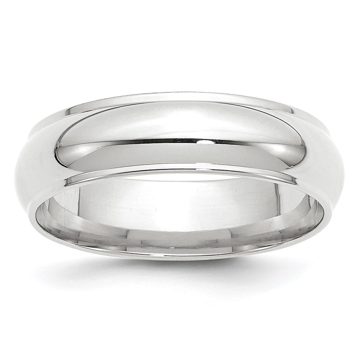 14k White Gold 6mm Half Round with Edge Wedding Band Size 6