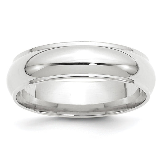 14k White Gold 6mm Half Round with Edge Wedding Band Size 6