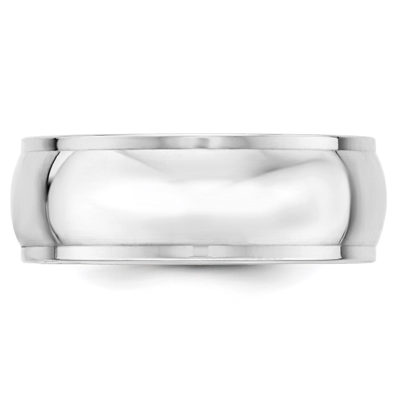 14k White Gold 8mm Half Round with Edge Wedding Band Size 13