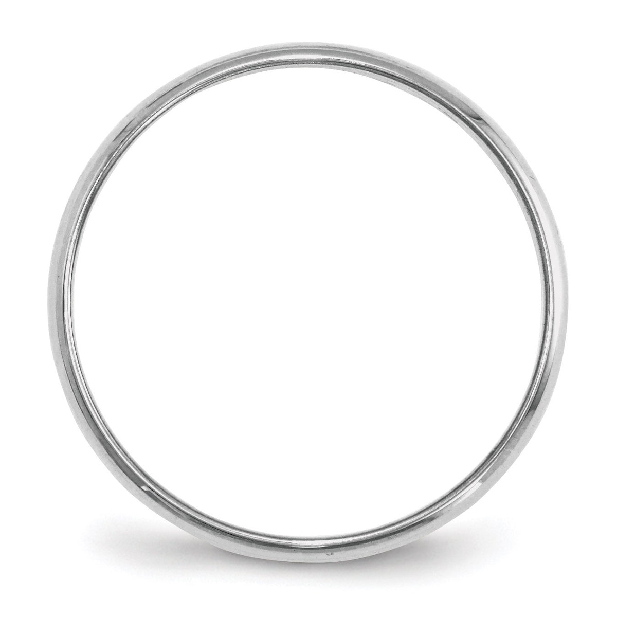 14k White Gold 2mm Lightweight Half Round Wedding Band Size 8