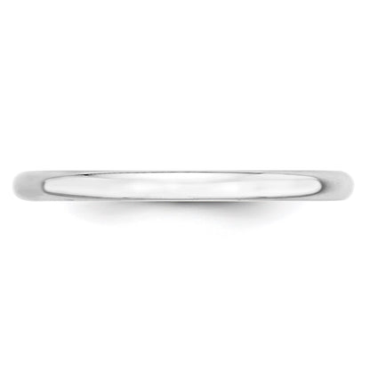 14k White Gold 2mm Lightweight Half Round Wedding Band Size 5.5