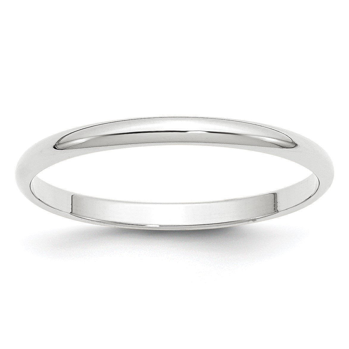 14k White Gold 2mm Lightweight Half Round Wedding Band Size 11.5