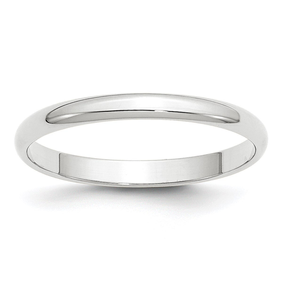 14k White Gold 2.5mm Lightweight Half Round Wedding Band Size 10