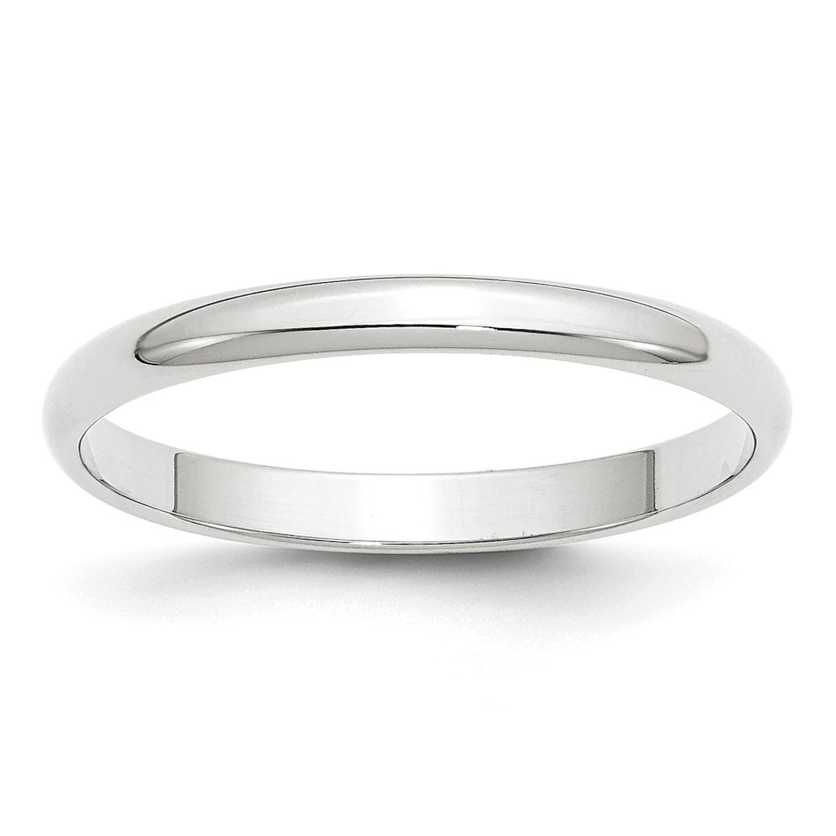 14k White Gold 2.5mm Lightweight Half Round Wedding Band Size 4.5