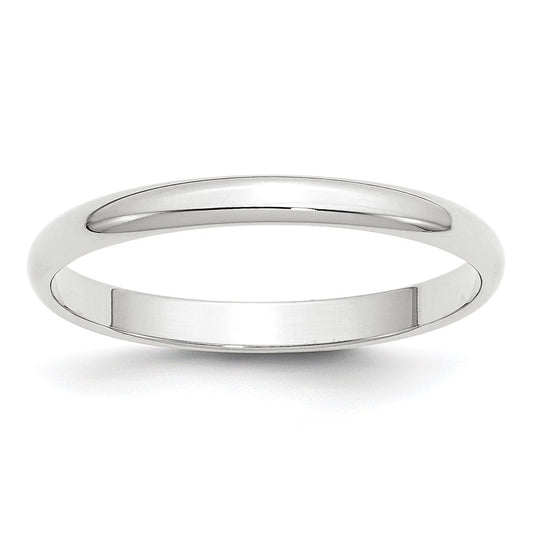 14k White Gold 2.5mm Lightweight Half Round Wedding Band Size 4.5