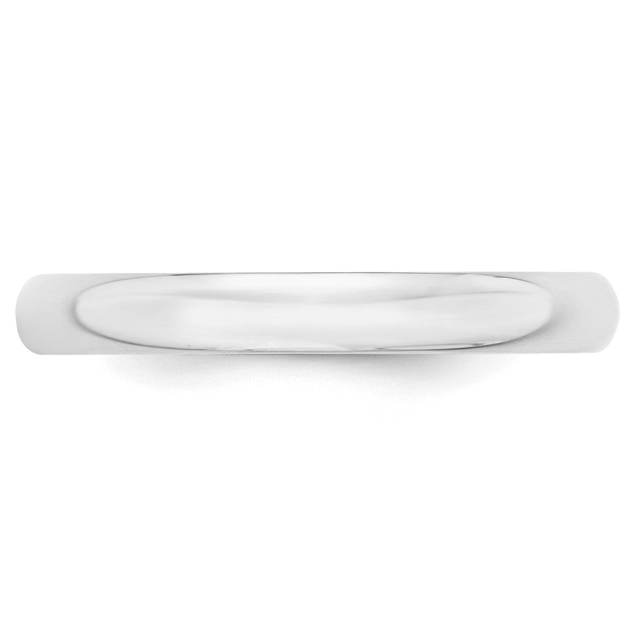14k White Gold 3mm Lightweight Half Round Wedding Band Size 6
