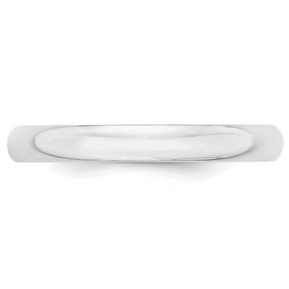 14k White Gold 3mm Lightweight Half Round Wedding Band Size 6