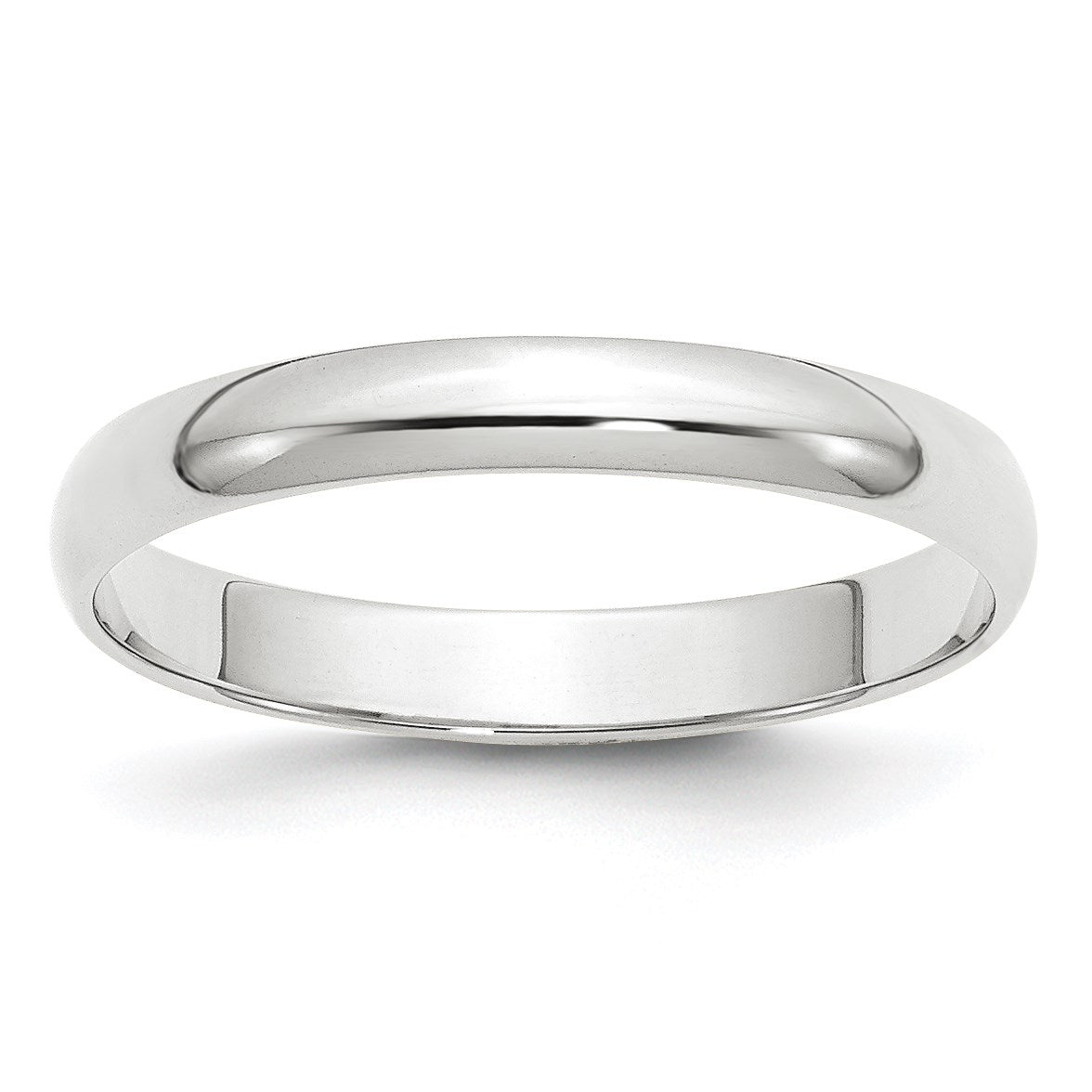14k White Gold 3mm Lightweight Half Round Wedding Band Size 11.5