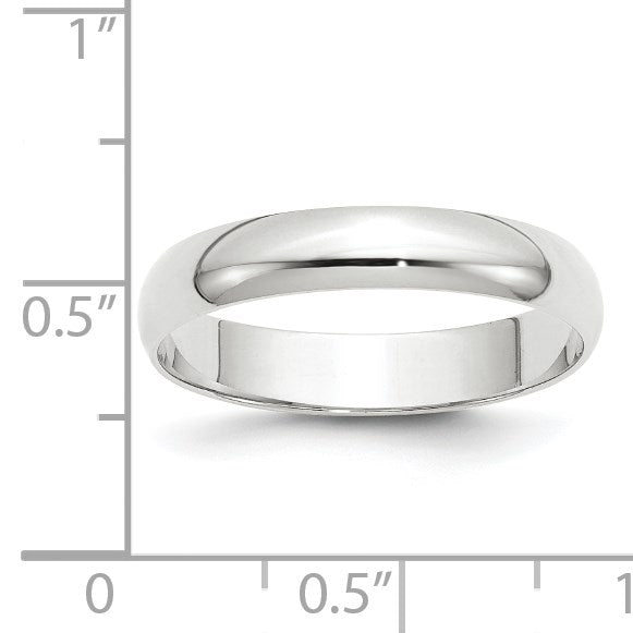 14k White Gold 4mm Lightweight Half Round Wedding Band Size 14
