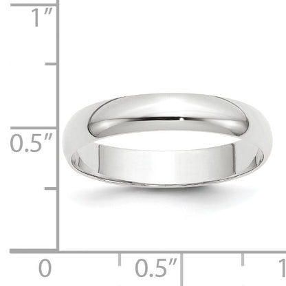 14k White Gold 4mm Lightweight Half Round Wedding Band Size 8.5