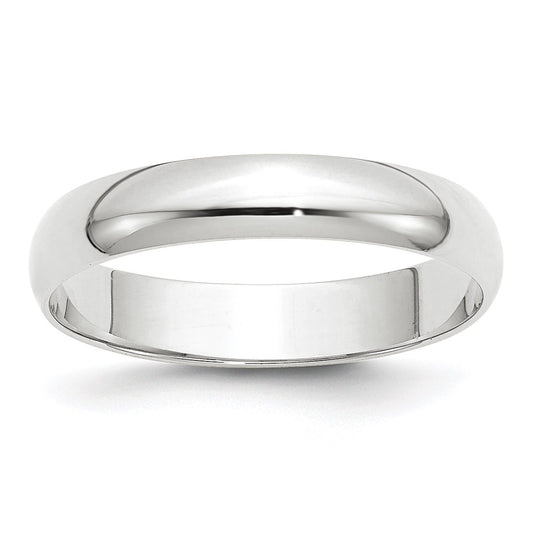 14k White Gold 4mm Lightweight Half Round Wedding Band Size 7.5