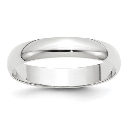 14k White Gold 4mm Lightweight Half Round Wedding Band Size 6.5