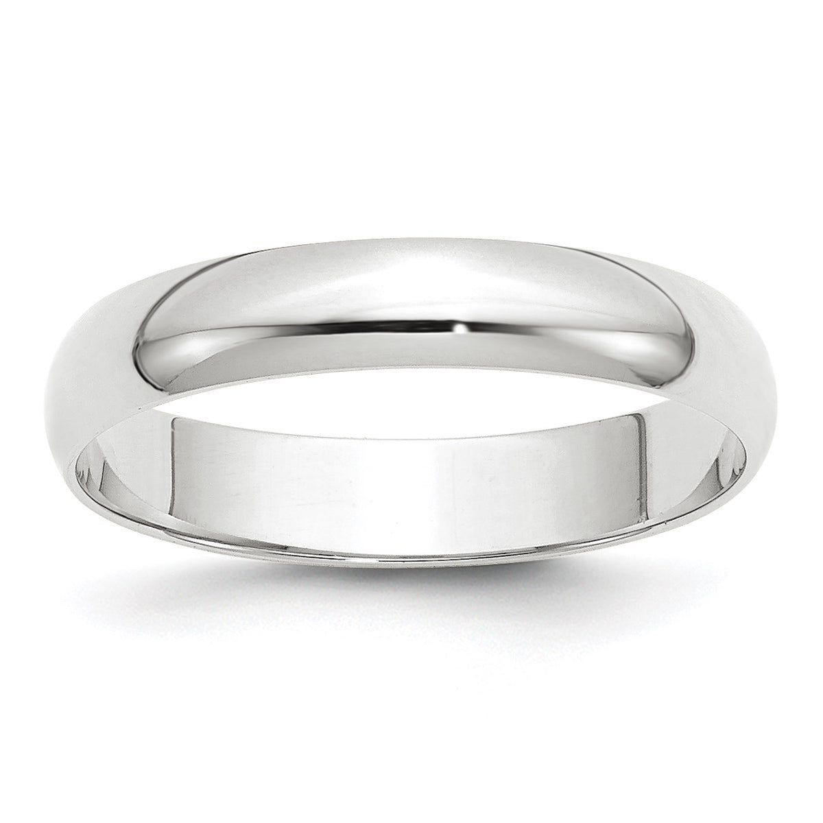 14k White Gold 4mm Lightweight Half Round Wedding Band Size 8