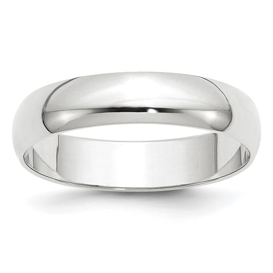 14k White Gold 5mm Lightweight Half Round Wedding Band Size 7