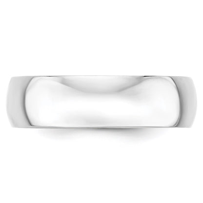14k White Gold 6mm Lightweight Half Round Wedding Band Size 8.5