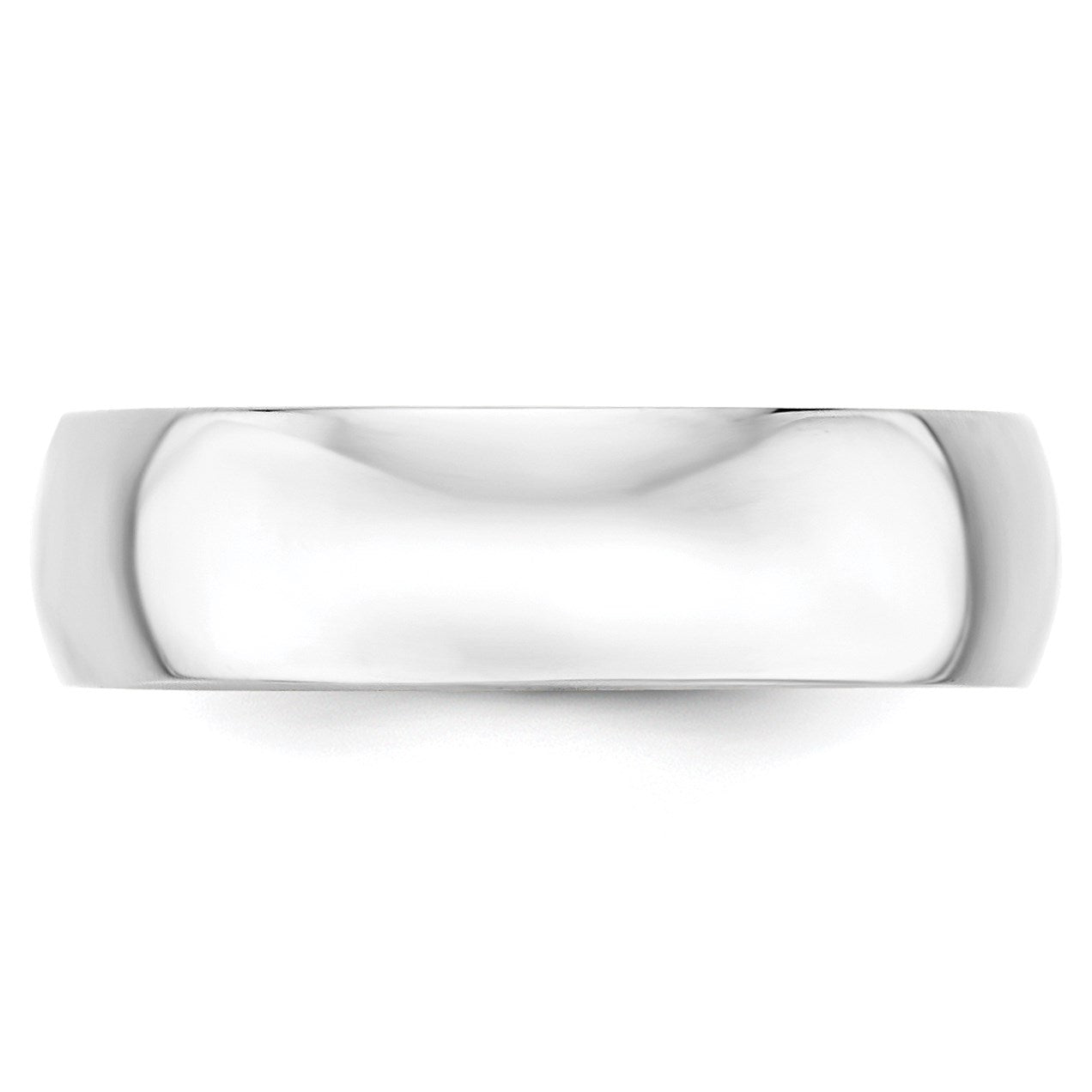 14k White Gold 6mm Lightweight Half Round Wedding Band Size 7.5
