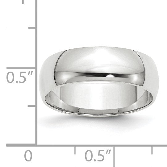 14k White Gold 6mm Lightweight Half Round Wedding Band Size 9