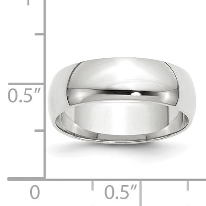 14k White Gold 6mm Lightweight Half Round Wedding Band Size 9