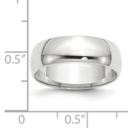 14k White Gold 6mm Lightweight Half Round Wedding Band Size 11.5