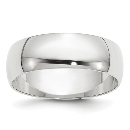 14k White Gold 6mm Lightweight Half Round Wedding Band Size 6.5