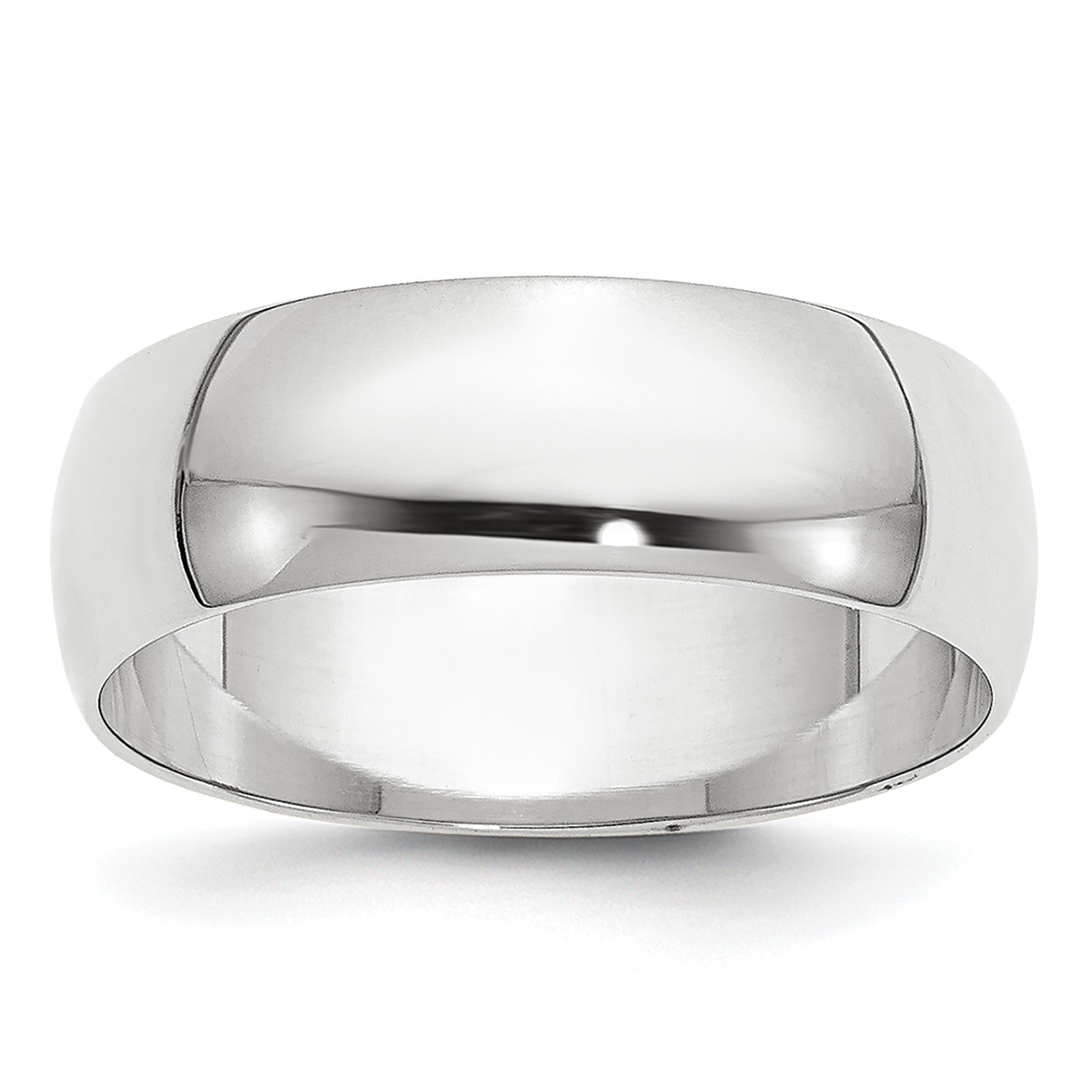 14k White Gold 6mm Lightweight Half Round Wedding Band Size 6