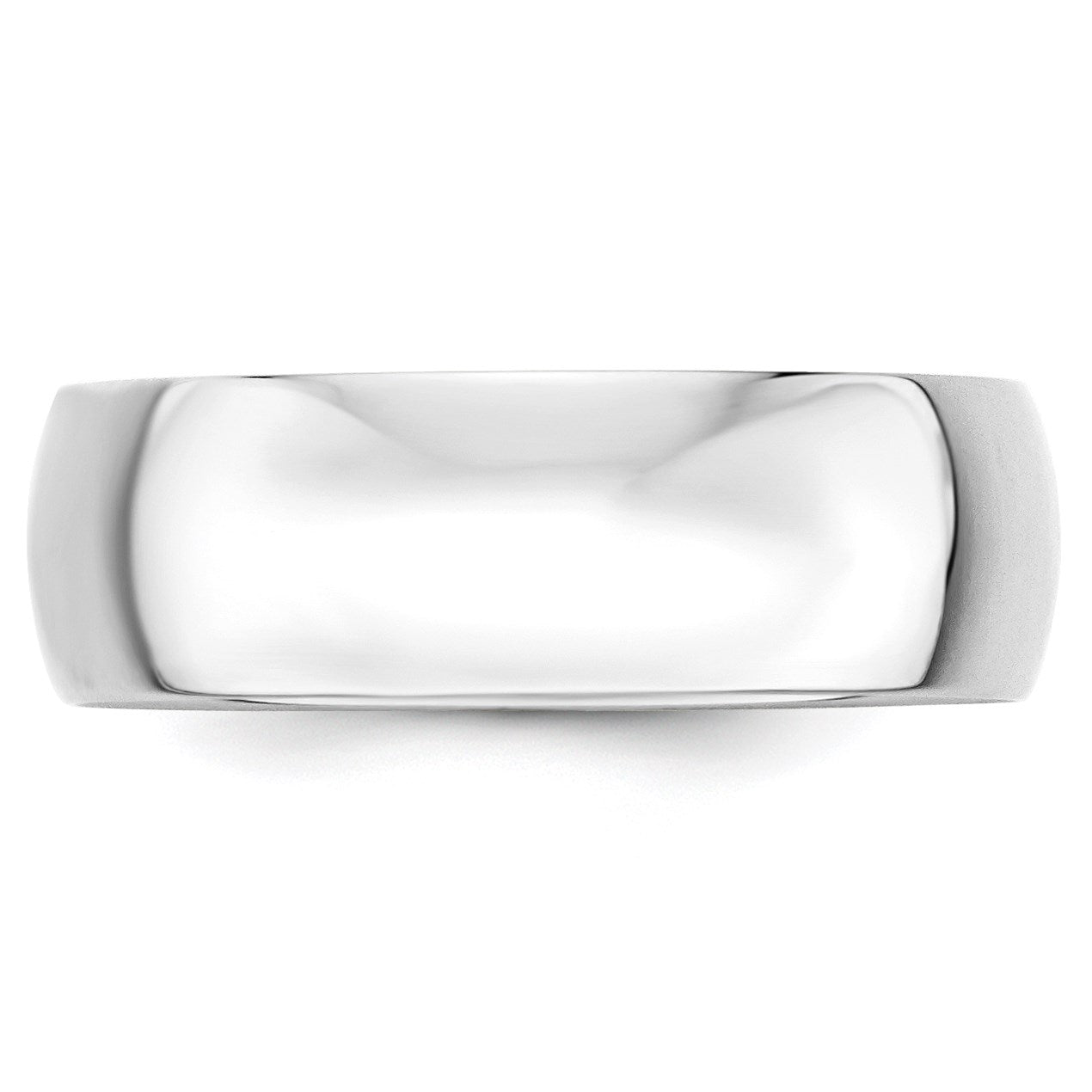 14k White Gold 7mm Lightweight Half Round Wedding Band Size 10