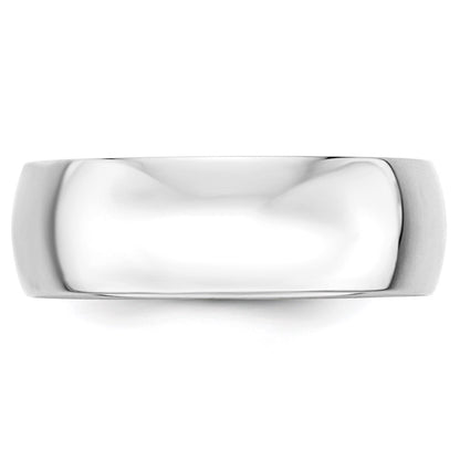 14k White Gold 7mm Lightweight Half Round Wedding Band Size 9.5