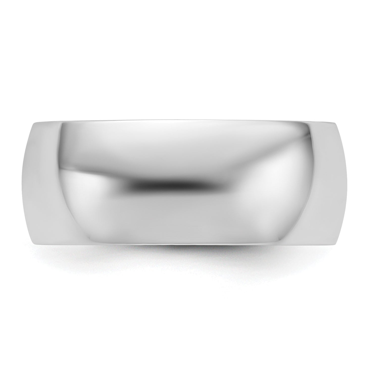 14k White Gold 8mm Lightweight Half Round Wedding Band Size 13