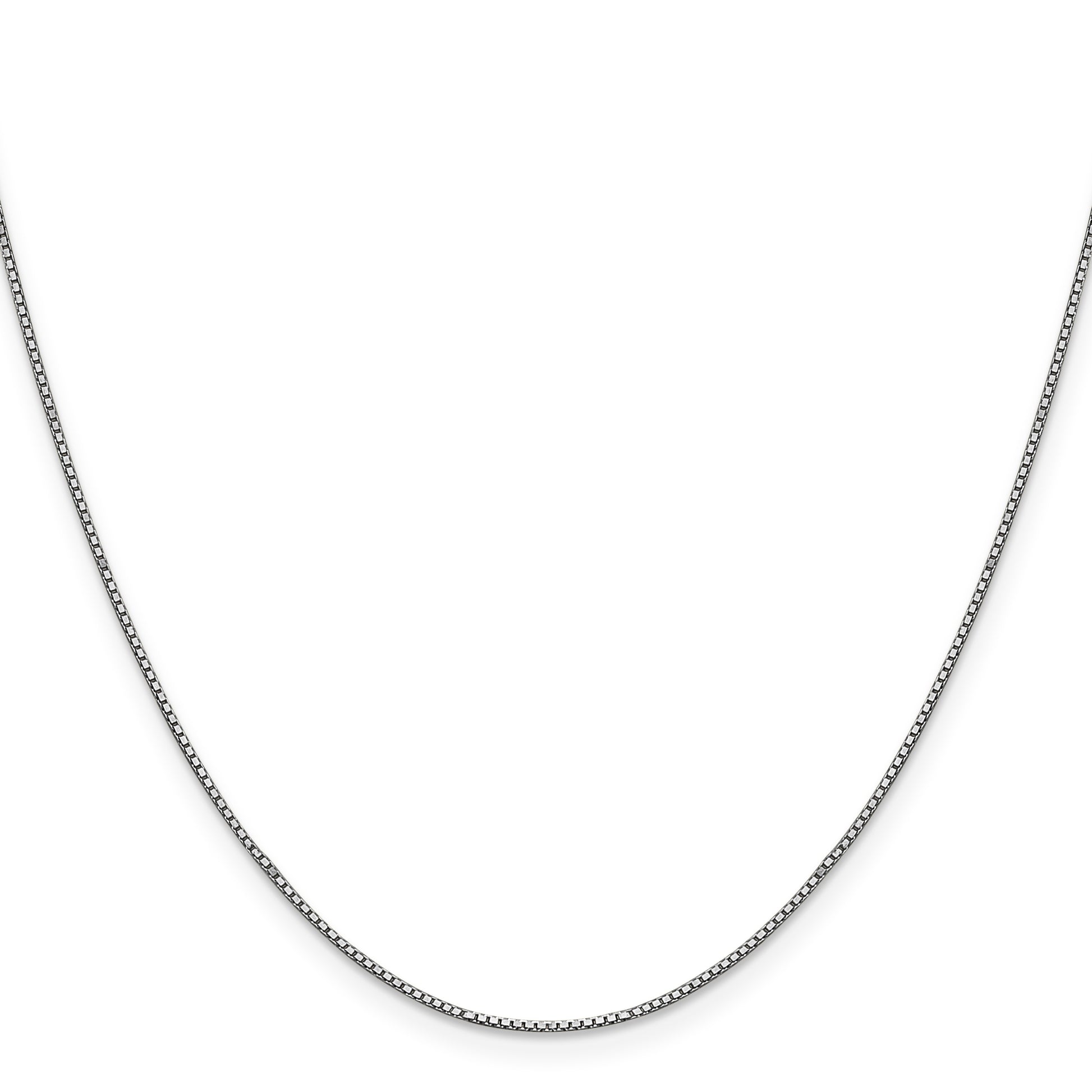 14K White Gold 24 inch .9mm Box with Lobster Clasp Chain