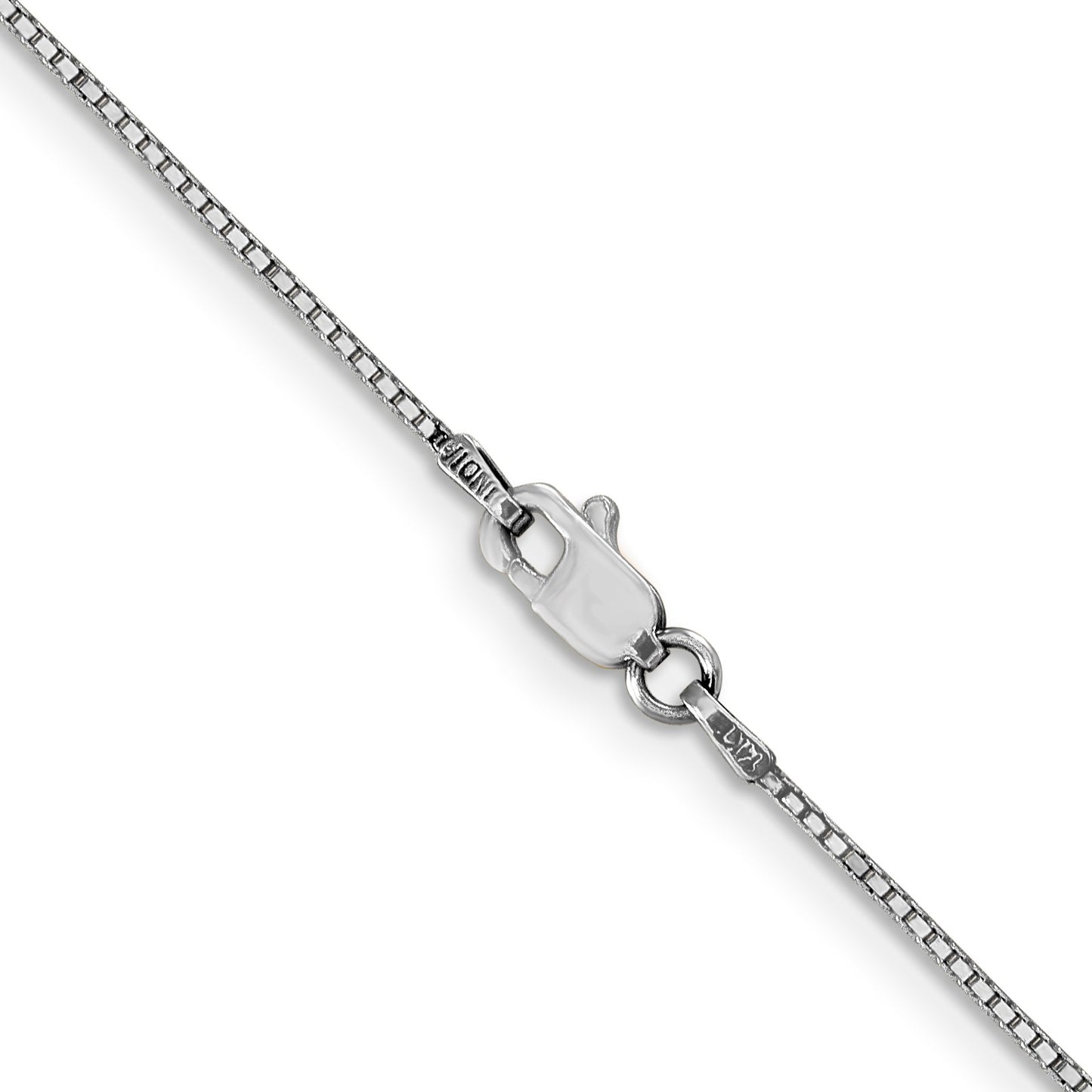 14K White Gold 28 inch .9mm Box with Lobster Clasp Chain