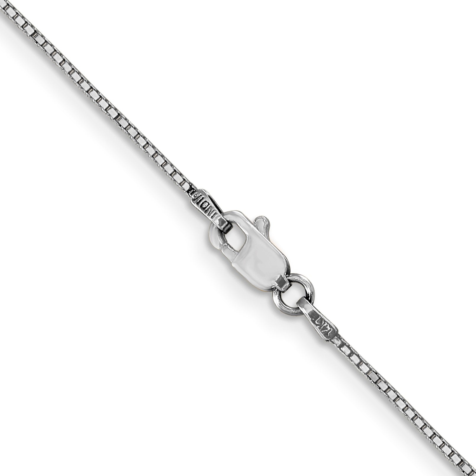 14K White Gold 28 inch .9mm Box with Lobster Clasp Chain
