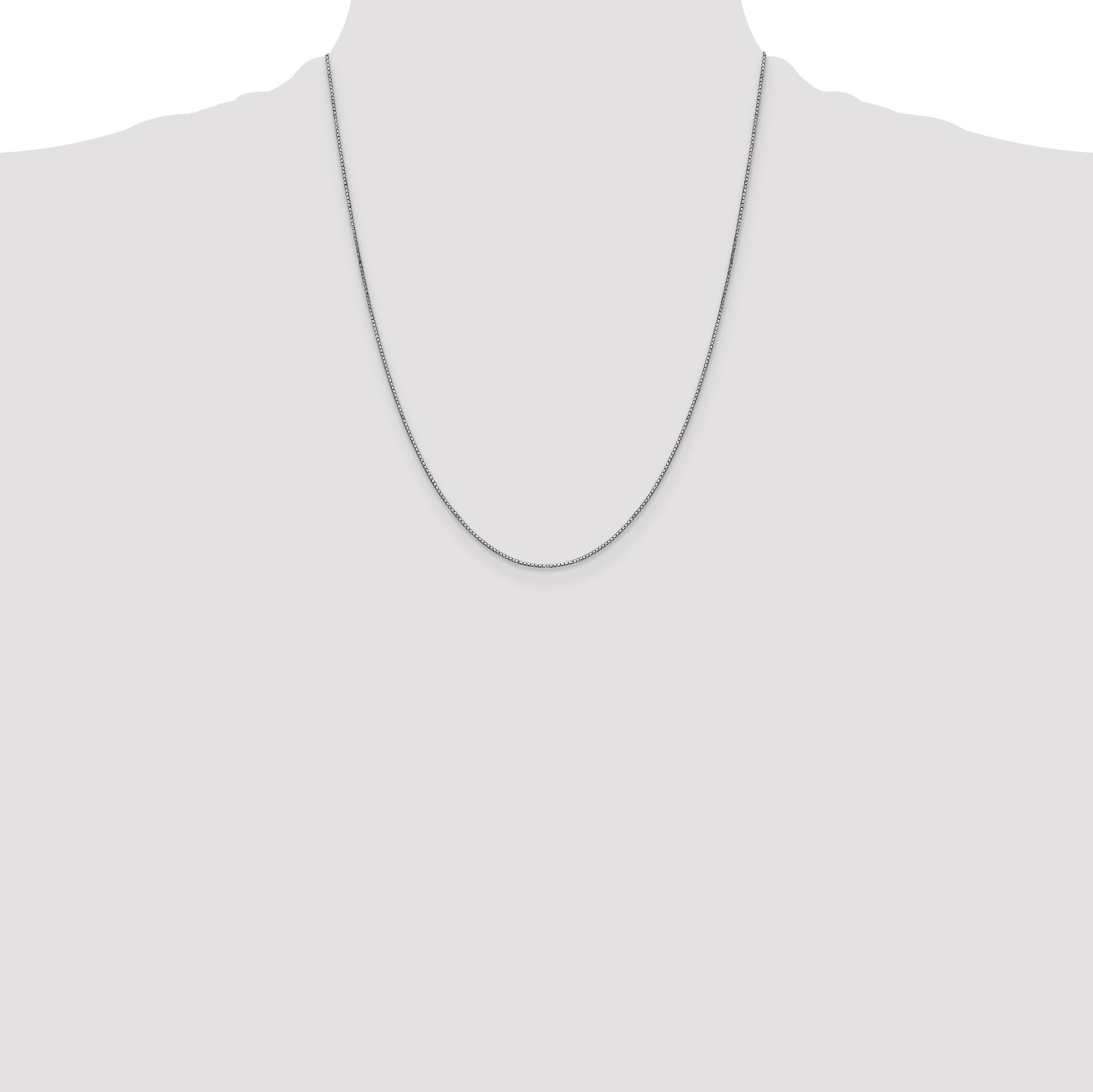 14K White Gold 22 inch .9mm Box with Lobster Clasp Chain