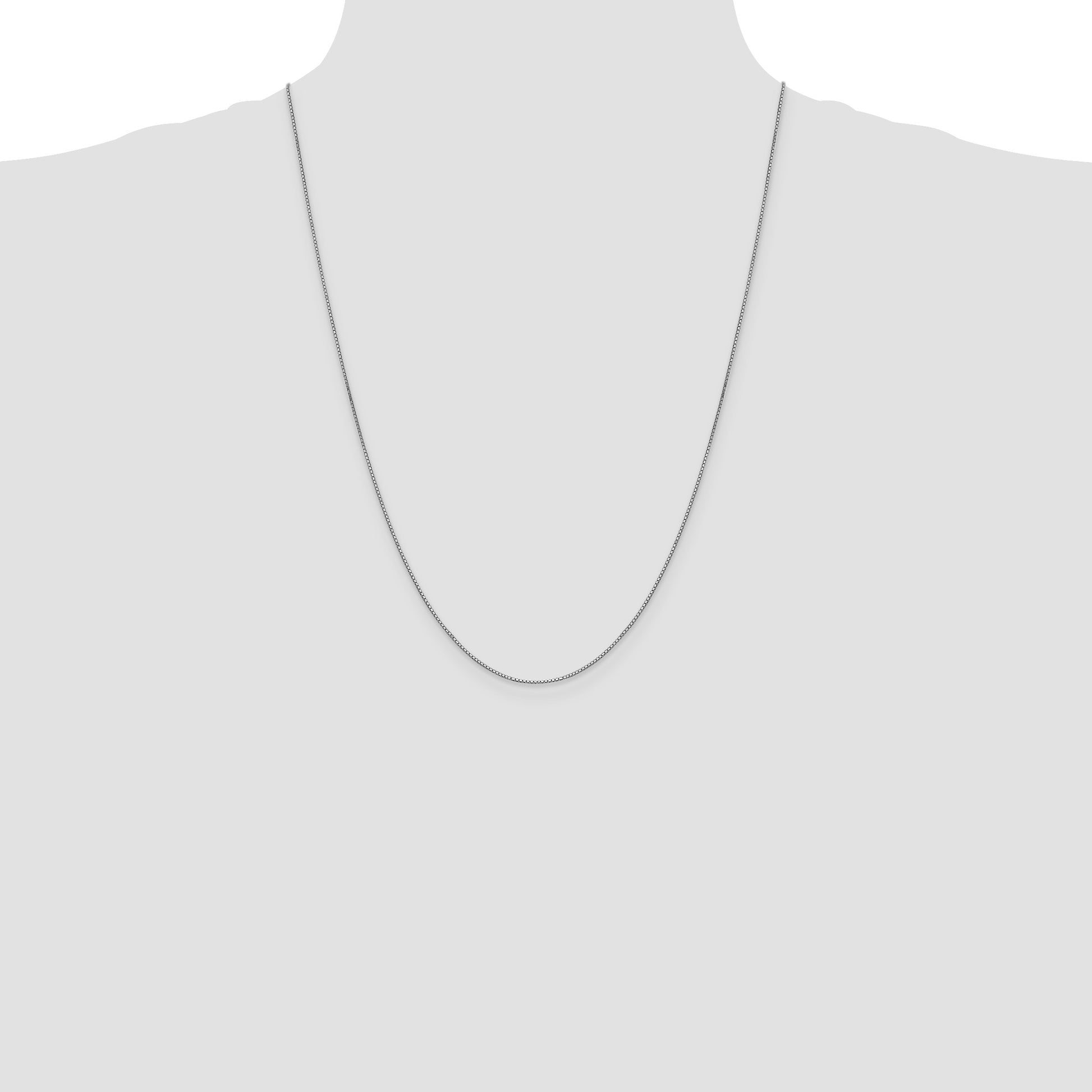 14K White Gold 24 inch .9mm Box with Lobster Clasp Chain