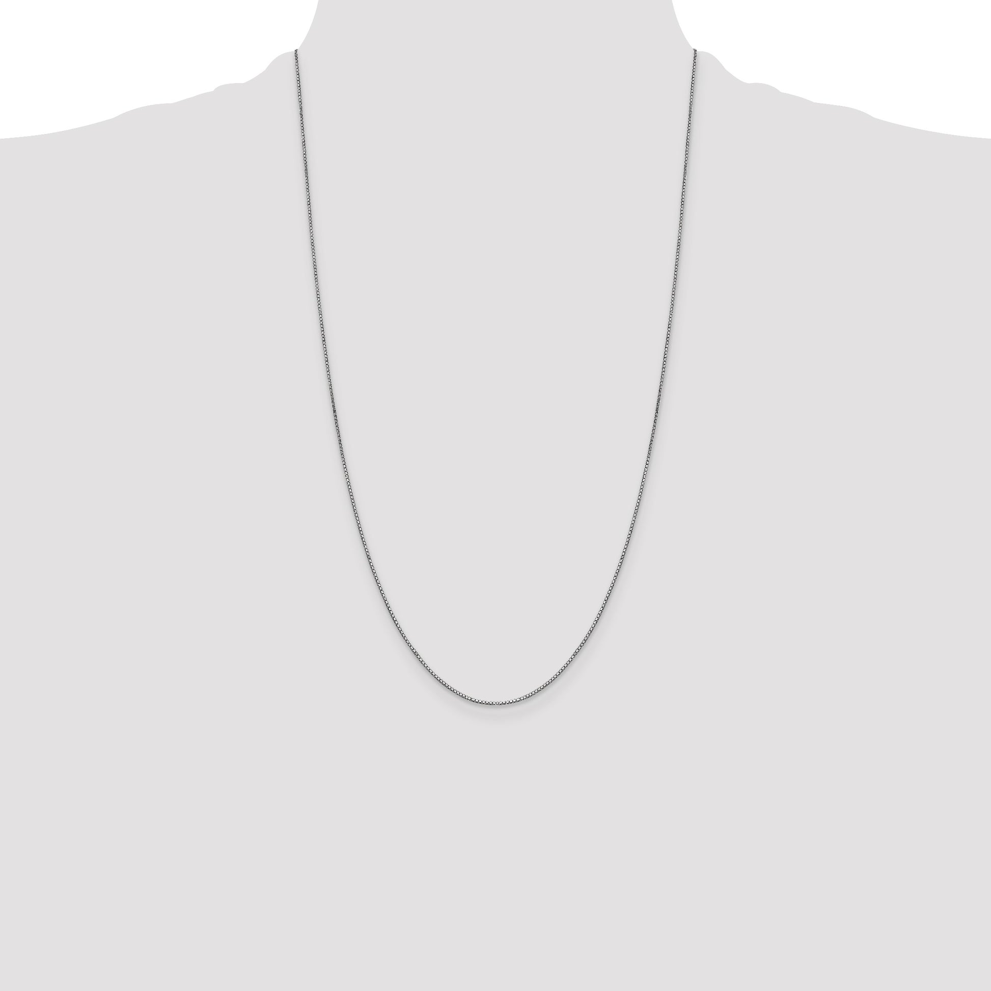 14K White Gold 26 inch .9mm Box with Lobster Clasp Chain