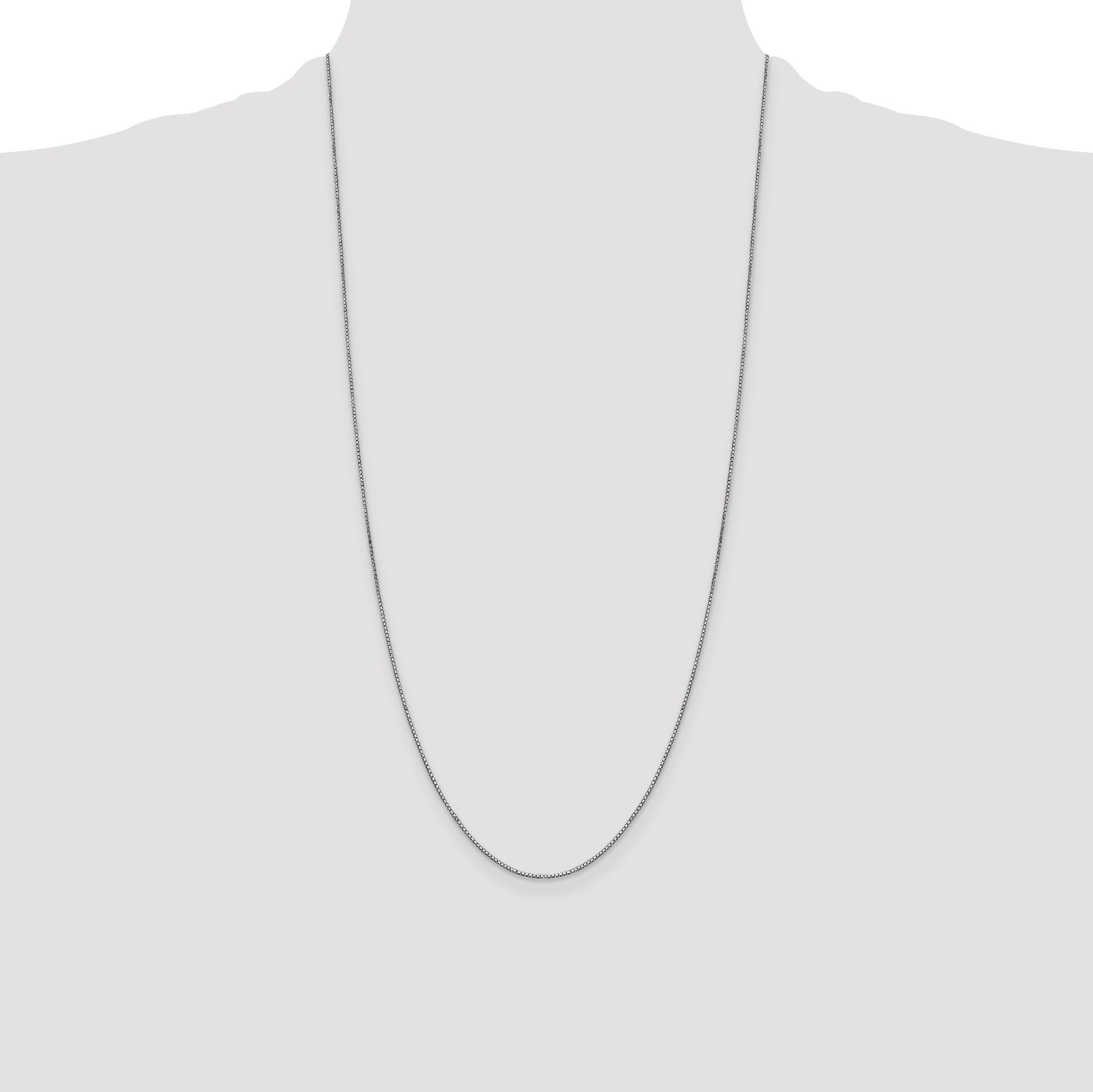 14K White Gold 28 inch .9mm Box with Lobster Clasp Chain