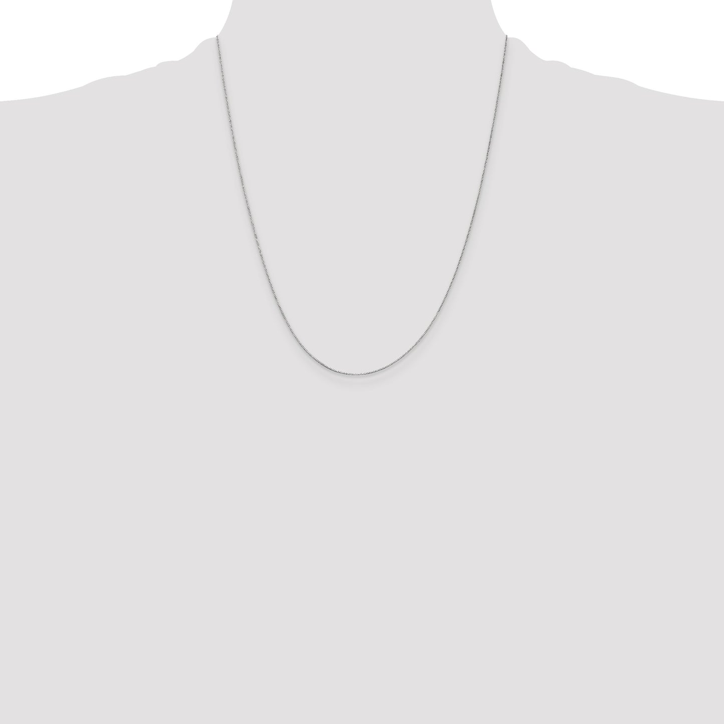 14K White Gold 22 inch .5mm Box with Spring Ring Clasp Chain