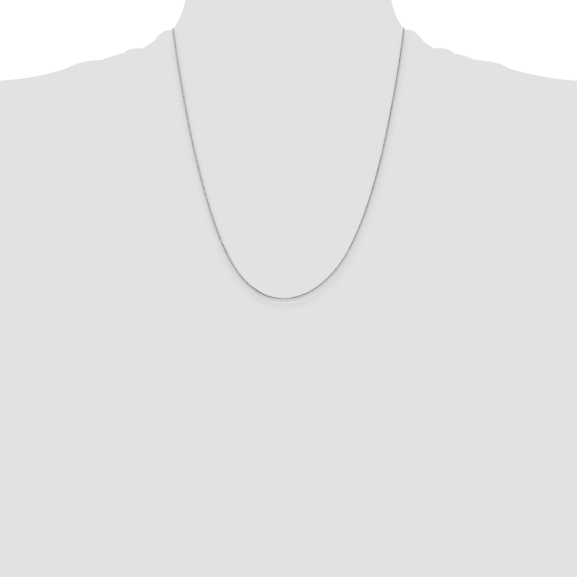 14K White Gold 22 inch .5mm Box with Spring Ring Clasp Chain
