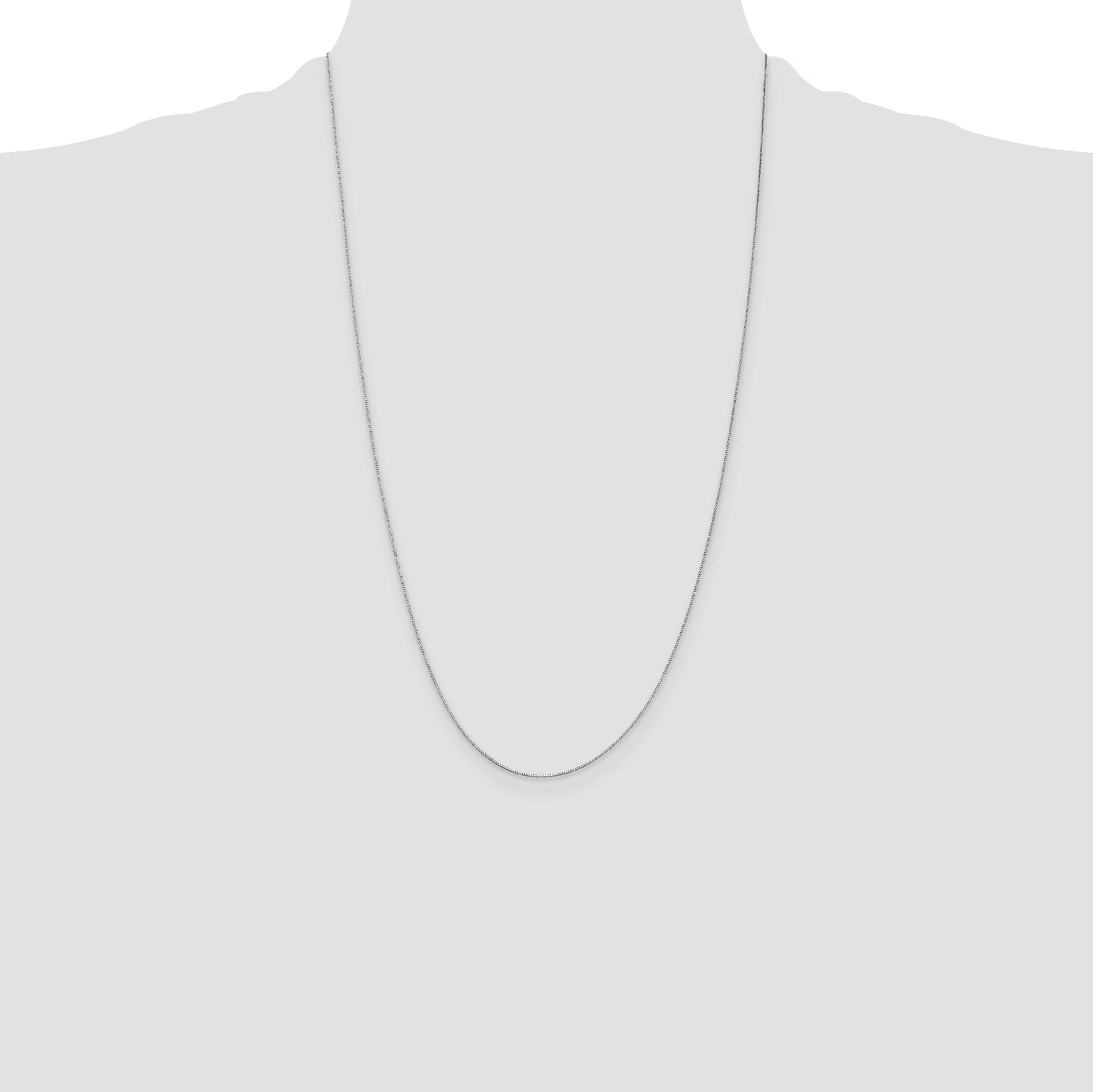 14K White Gold 26 inch .5mm Box with Spring Ring Clasp Chain