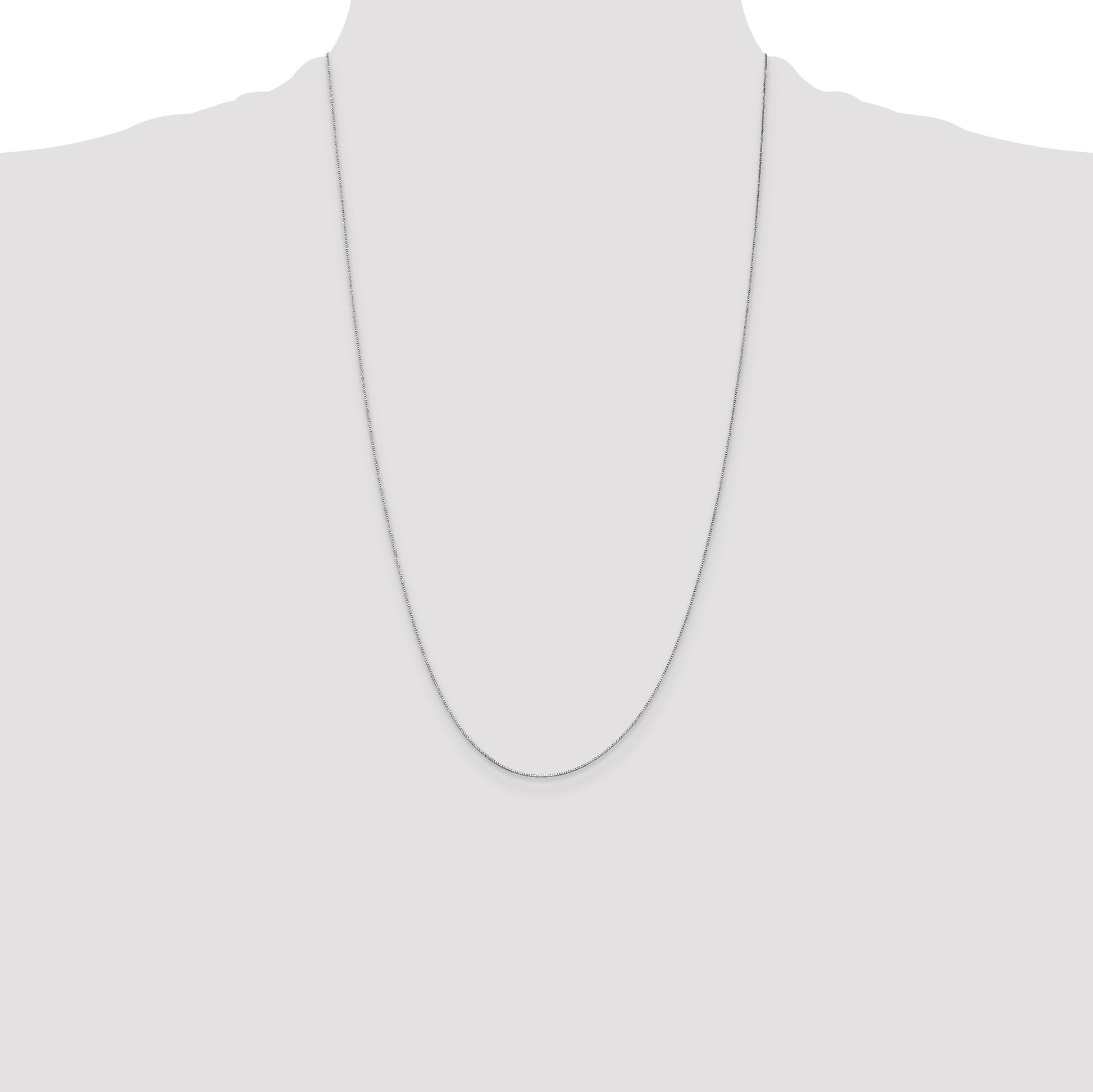 14K White Gold 26 inch .5mm Box with Spring Ring Clasp Chain