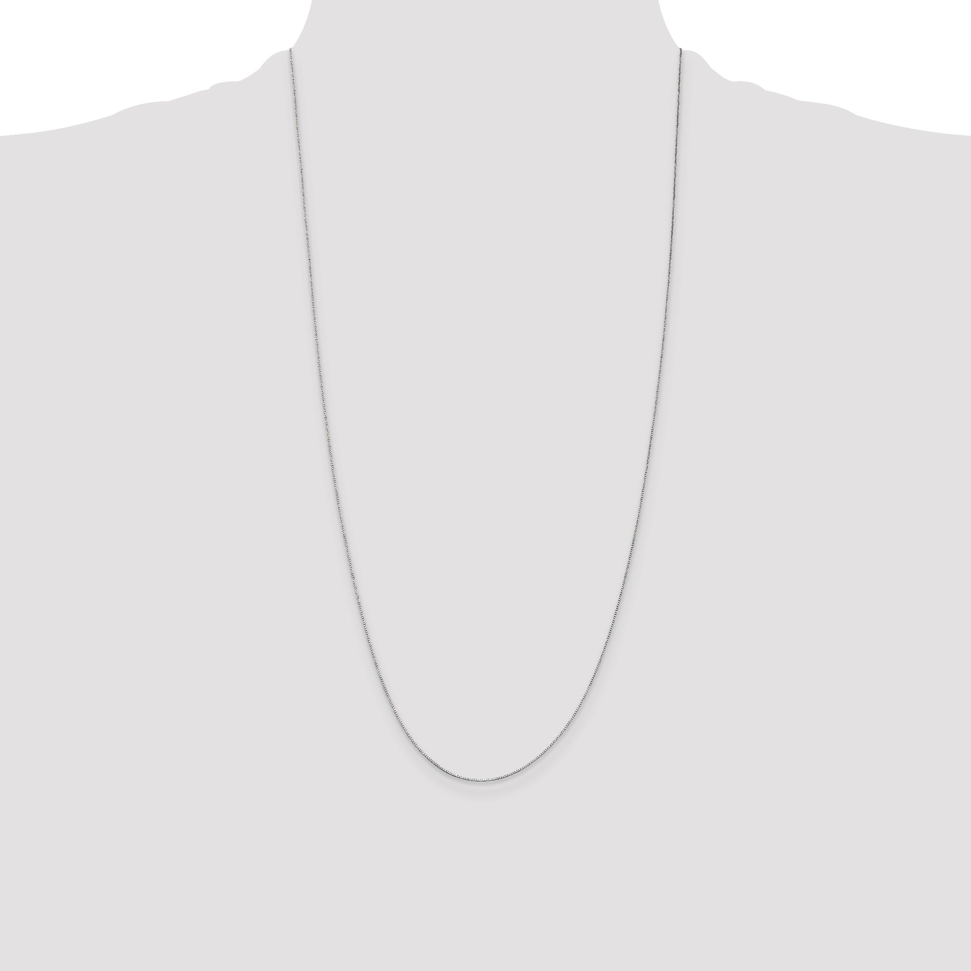 14K White Gold 28 inch .5mm Box with Spring Ring Clasp Chain