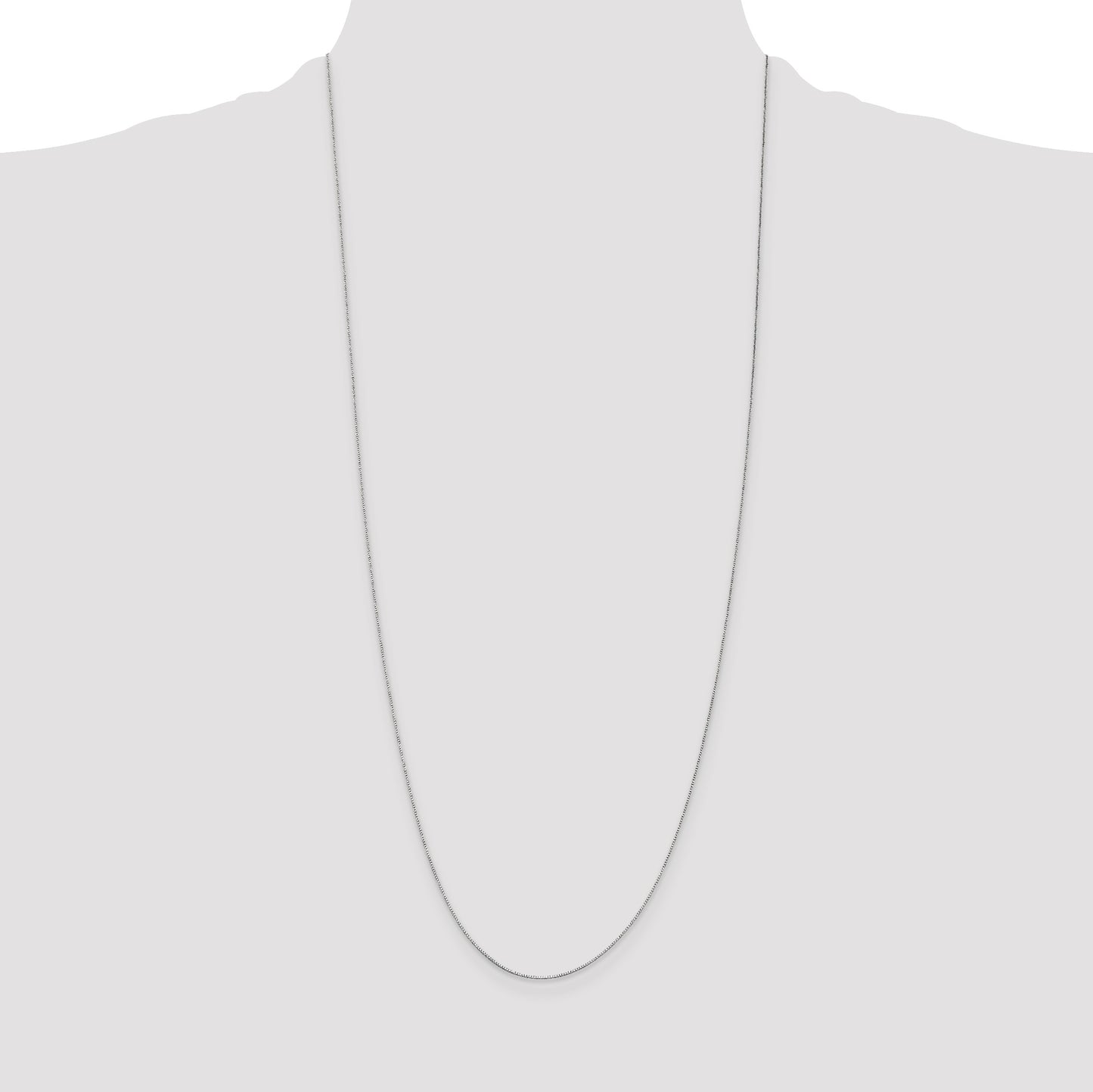14K White Gold 30 inch .5mm Box with Spring Ring Clasp Chain
