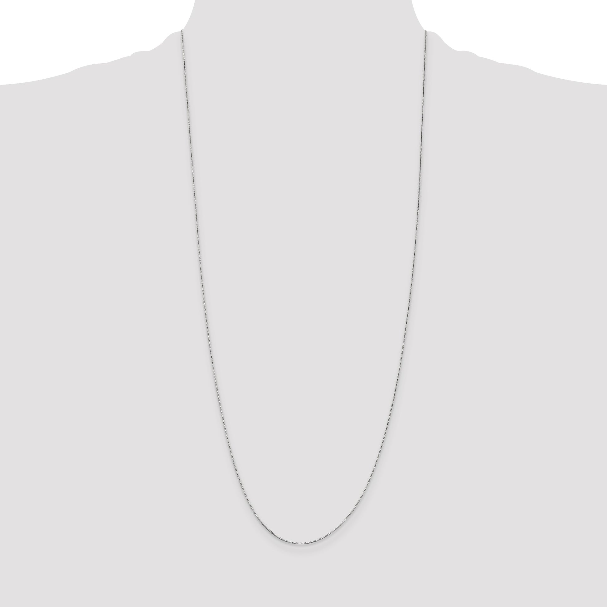 14K White Gold 30 inch .5mm Box with Spring Ring Clasp Chain