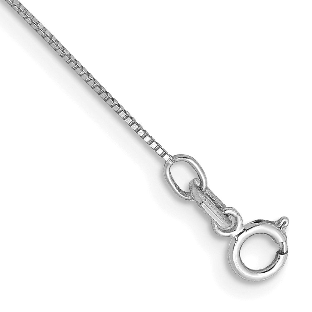 14K White Gold 10 inch .5mm Box with Spring Ring Clasp Anklet