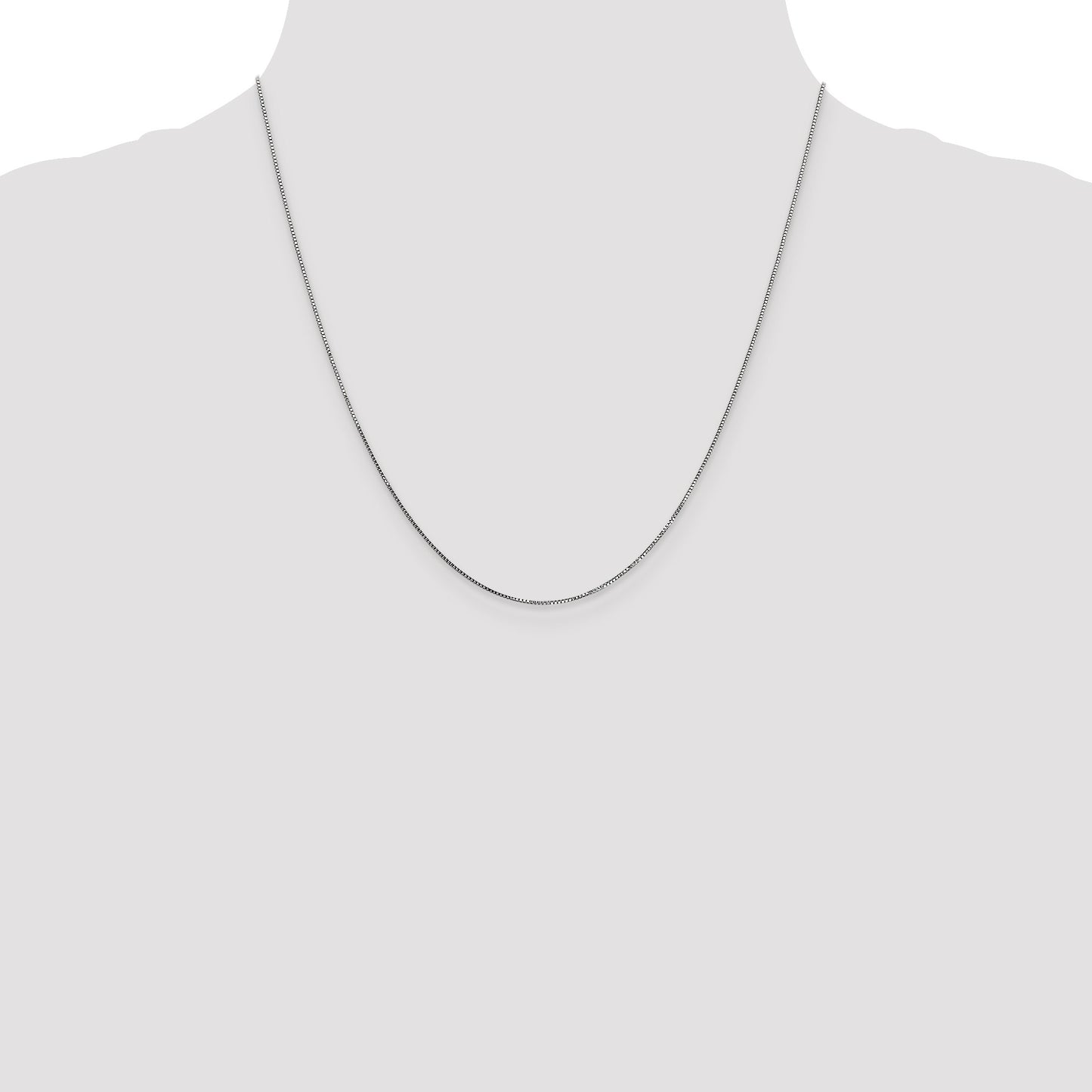 14K White Gold 20 inch .7mm Box with Spring Ring Clasp Chain