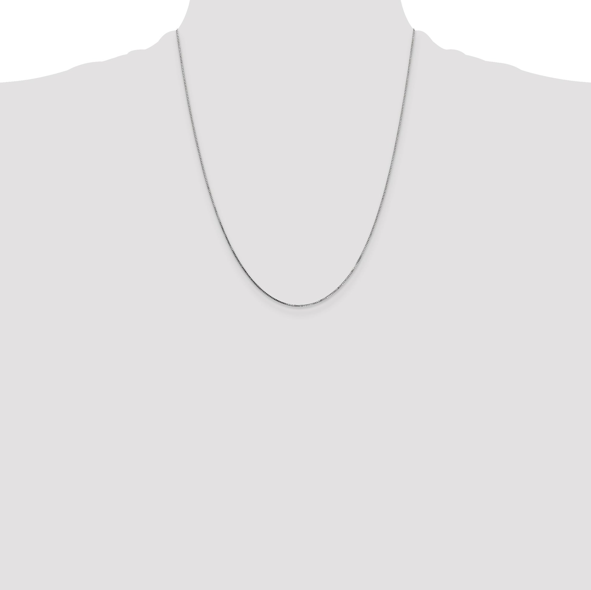 14K White Gold 22 inch .7mm Box with Spring Ring Clasp Chain