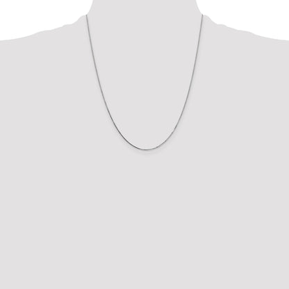 14K White Gold 22 inch .7mm Box with Spring Ring Clasp Chain
