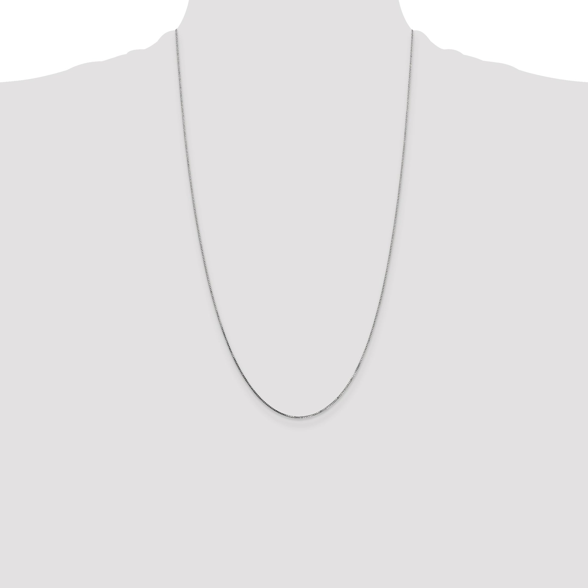 14K White Gold 26 inch .7mm Box with Spring Ring Clasp Chain