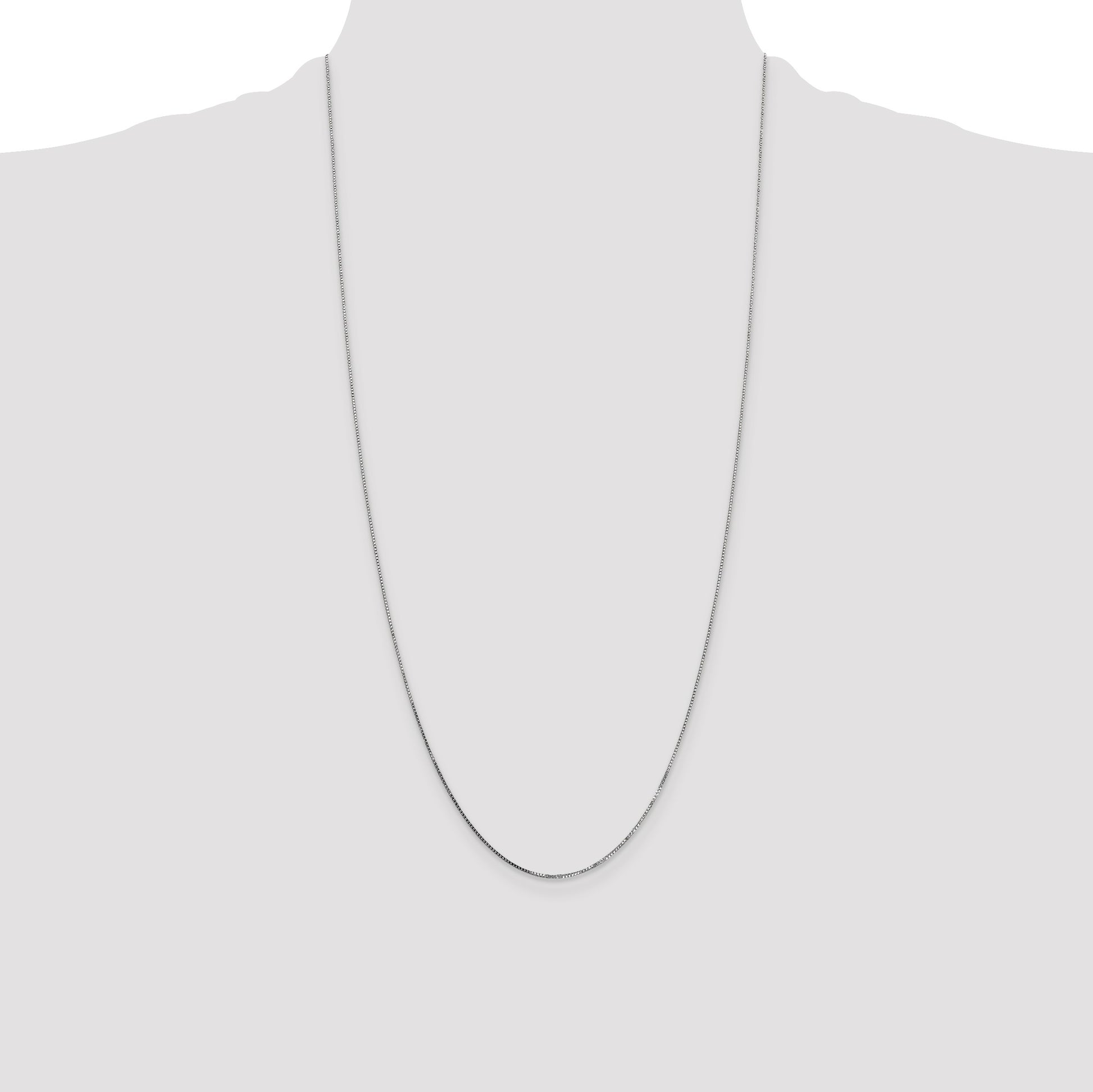 14K White Gold 28 inch .7mm Box with Spring Ring Clasp Chain